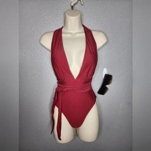 ONE Piece Swimsuit Size Small Maroon Color